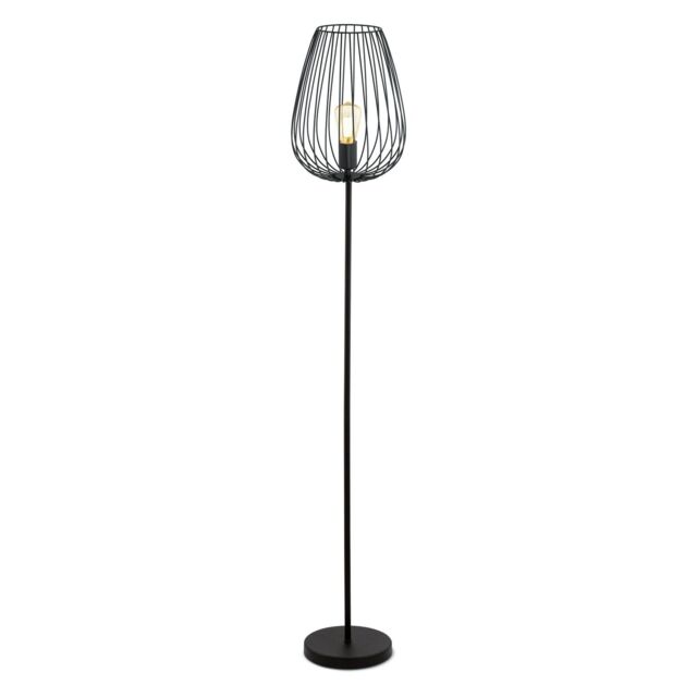 Loops Standing Floor Lamp Light Black Steel 1 x 60W E27 Bulb Tall Living Room - image 1