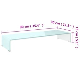Berkfield Home TV Stand/Monitor Riser Glass Green 90x30x13 cm - Size: 90 x 30 x 13 cm - thumbnail 6
