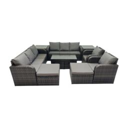 Fimous 3 Seater Sofa Reclining Chair Coffee Table with 2 Side Tables in Dark Grey - thumbnail 1