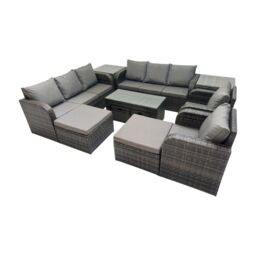 Fimous 3 Seater Sofa Reclining Chair Coffee Table with 2 Side Tables in Dark Grey - thumbnail 2
