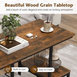 Costway Rustic TV Console Table for 50 Inches TVs Industrial Sofa Table Rack in Brown - thumbnail 6