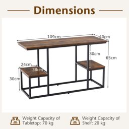 Costway Rustic TV Console Table for 50 Inches TVs Industrial Sofa Table Rack in Brown - thumbnail 2