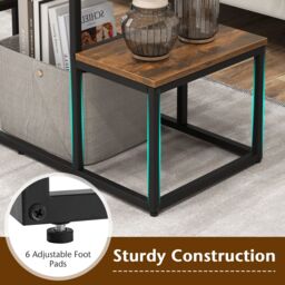 Costway Rustic TV Console Table for 50 Inches TVs Industrial Sofa Table Rack in Brown - thumbnail 5