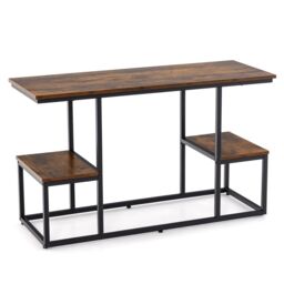 Costway Rustic TV Console Table for 50 Inches TVs Industrial Sofa Table Rack in Brown - thumbnail 9