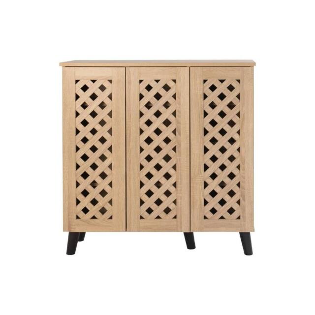 SPETLEK 3 Door Shoe Storage Cabinet Oak Cupboard in Natural - Size: 0.6m2 - image 1