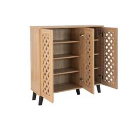 SPETLEK 3 Door Shoe Storage Cabinet Oak Cupboard in Natural - Size: 0.6m2 - thumbnail 2