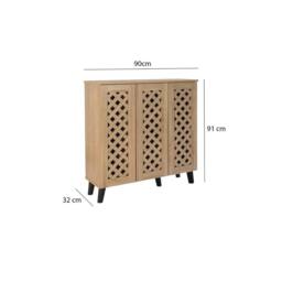 SPETLEK 3 Door Shoe Storage Cabinet Oak Cupboard in Natural - Size: 0.6m2 - thumbnail 4