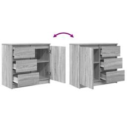 Berkfield Home Sideboard with Drawer Grey Sonoma 71x35x65 cm Engineered Wood - Size: 71 x 35 x 65 cm - thumbnail 9
