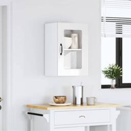 Berkfield Home Kitchen Wall Cabinet with Glass Door Lucca Concrete Grey Wood in White