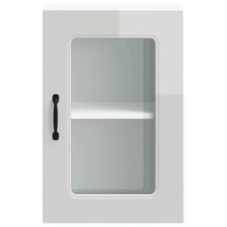 Berkfield Home Kitchen Wall Cabinet with Glass Door Lucca Concrete Grey Wood in White - thumbnail 6