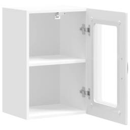 Berkfield Home Kitchen Wall Cabinet with Glass Door Lucca Concrete Grey Wood in White - thumbnail 7