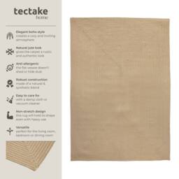 tectake Jute Rug 120 X 170 Cm - Brown in Tan - Size: 120 cm x 170 cm - thumbnail 2