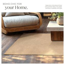 tectake Jute Rug 120 X 170 Cm - Brown in Tan - Size: 120 cm x 170 cm - thumbnail 4