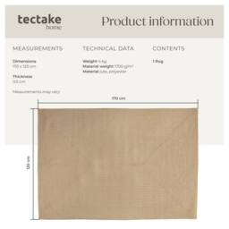 tectake Jute Rug 120 X 170 Cm - Brown in Tan - Size: 120 cm x 170 cm - thumbnail 6