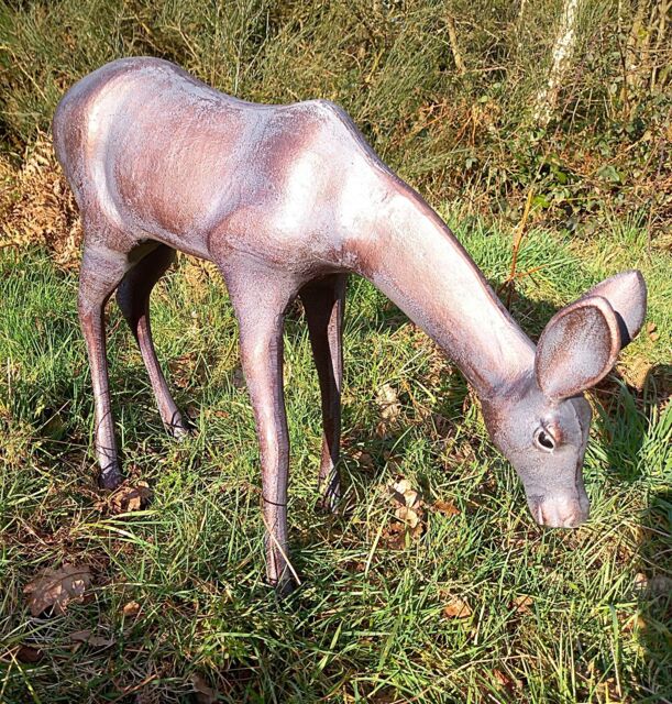 Inspirational Gifting Grazing Doe Garden Sculpture Aluminium Decoration in Bronze - image 1
