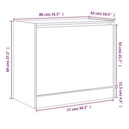 Berkfield Home Shoe Cabinet Grey Sonoma 80x42x69 cm Engineered Wood - Size: 80 x 42 x 69 cm - thumbnail 9