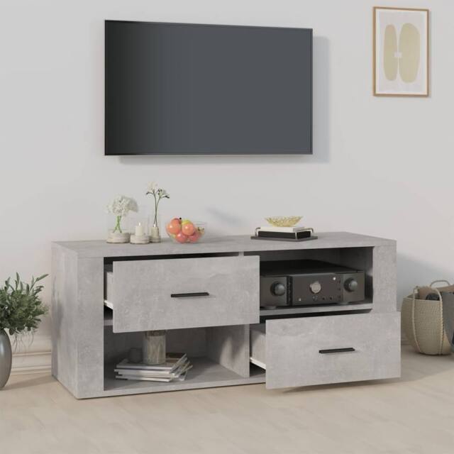 Berkfield Home TV Cabinet Concrete Grey 100x35x40 cm Engineered Wood - Size: 100 x 35 x 40 cm - image 1