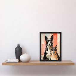Artery8 Wall Art Print Collie Pair Dog Portrait Watercolour Painting Framed Art Picture - Size: A4 - thumbnail 4