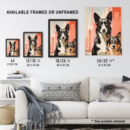 Artery8 Wall Art Print Collie Pair Dog Portrait Watercolour Painting Framed Art Picture - Size: A4 - thumbnail 3
