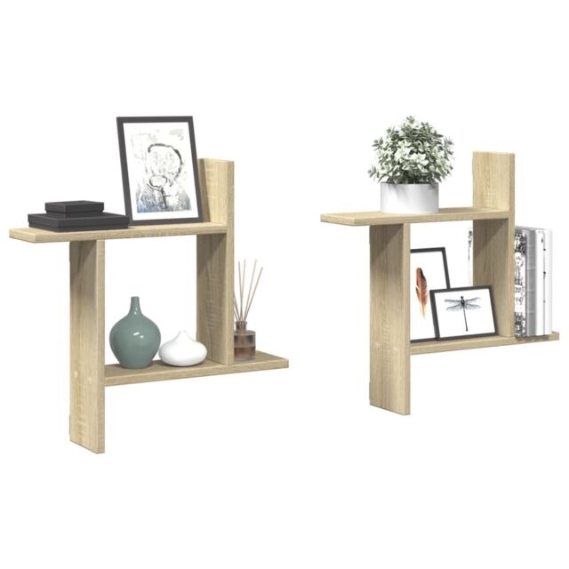 Berkfield Home Wall Shelves 2 pcs Sonoma Oak 50x12x50 cm Engineered Wood in Brown - Size: 50 x 12 x 50 cm - image 1