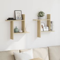Berkfield Home Wall Shelves 2 pcs Sonoma Oak 50x12x50 cm Engineered Wood in Brown - Size: 50 x 12 x 50 cm - thumbnail 3
