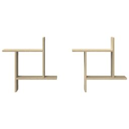 Berkfield Home Wall Shelves 2 pcs Sonoma Oak 50x12x50 cm Engineered Wood in Brown - Size: 50 x 12 x 50 cm - thumbnail 4
