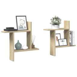 Berkfield Home Wall Shelves 2 pcs Sonoma Oak 50x12x50 cm Engineered Wood in Brown - Size: 50 x 12 x 50 cm - thumbnail 1
