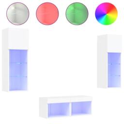 Berkfield Home 4 Piece TV Wall Cabinets with LED Lights White - thumbnail 2