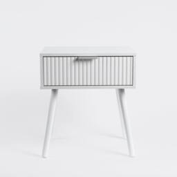 OHS Venice Bedside Table 1 Drawer Cabinet Nightstand Storage Unit in White - thumbnail 4