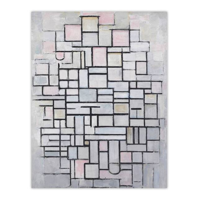 "Artery8 Composition No IV Abstract Mondrian Vintage Wall Art Print Poster in Grey - Size: W12"" x H16""" - image 1