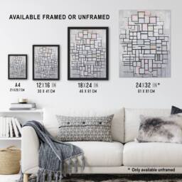 "Artery8 Composition No IV Abstract Mondrian Vintage Wall Art Print Poster in Grey - Size: W12"" x H16""" - thumbnail 3