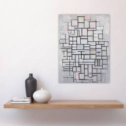 "Artery8 Composition No IV Abstract Mondrian Vintage Wall Art Print Poster in Grey - Size: W12"" x H16""" - thumbnail 4