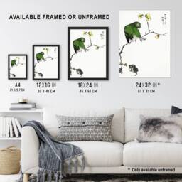 Artery8 Fairy Pitta & Japanese Allspice Vintage Framed Wall Art Print Kashu - Size: A4 - thumbnail 3