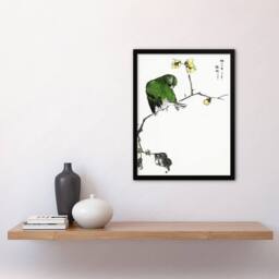 Artery8 Fairy Pitta & Japanese Allspice Vintage Framed Wall Art Print Kashu - Size: A4 - thumbnail 4