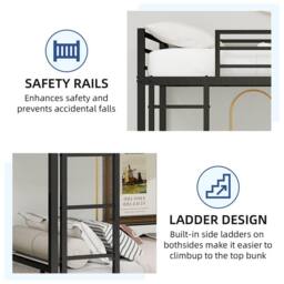 STILVORA Bed Frame 3ft Single with metal frame Black - Size: Junior - thumbnail 7