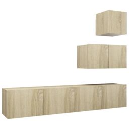 Berkfield Home 4 Piece TV Cabinet Set Sonoma Oak Engineered Wood in Brown - thumbnail 2