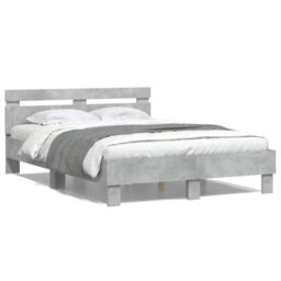 Berkfield Home Bed Frame with LED without Mattress Concrete Grey 135x190 cm Double - thumbnail 5