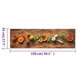 Berkfield Home Kitchen Rug Washable Spices 45x150 cm Velvet in Brown - thumbnail 5