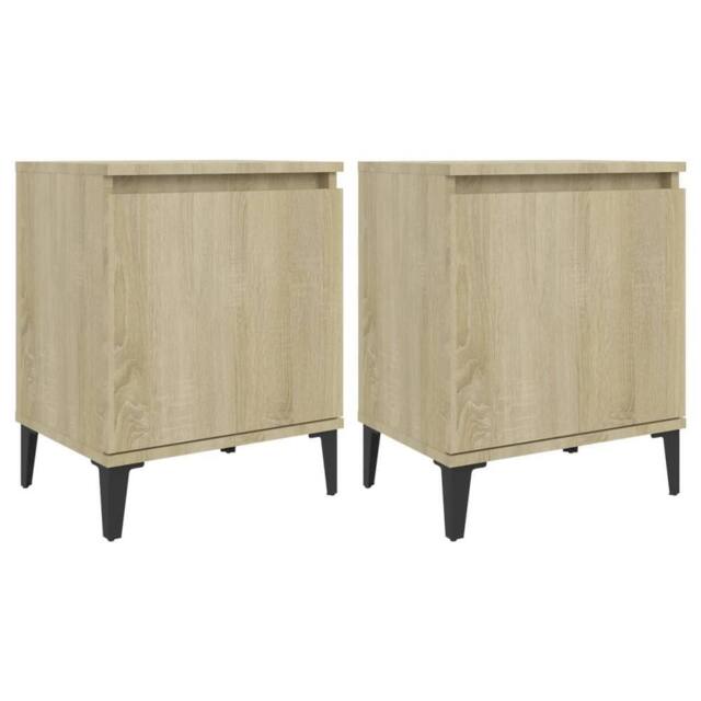 Berkfield Home Bed Cabinets with Metal Legs 2 pcs Sonoma Oak 40x30x50 cm in Light Tan - Size: 40 x 30 x 50 cm - image 1