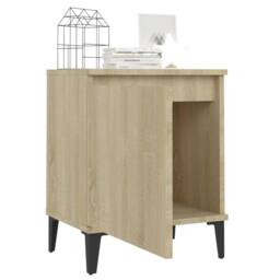 Berkfield Home Bed Cabinets with Metal Legs 2 pcs Sonoma Oak 40x30x50 cm in Light Tan - Size: 40 x 30 x 50 cm - thumbnail 4