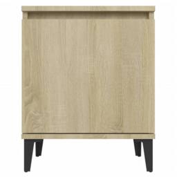 Berkfield Home Bed Cabinets with Metal Legs 2 pcs Sonoma Oak 40x30x50 cm in Light Tan - Size: 40 x 30 x 50 cm - thumbnail 7