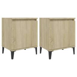 Berkfield Home Bed Cabinets with Metal Legs 2 pcs Sonoma Oak 40x30x50 cm in Light Tan - Size: 40 x 30 x 50 cm - thumbnail 1