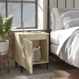 Berkfield Home Bed Cabinets with Metal Legs 2 pcs Sonoma Oak 40x30x50 cm in Light Tan - Size: 40 x 30 x 50 cm - thumbnail 3