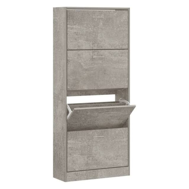 Berkfield Home Shoe Cabinet Concrete Grey 63x24x147 cm Engineered Wood - Size: 63 x 24 x 147 cm - image 1