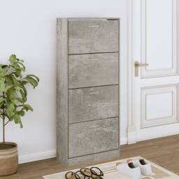 Berkfield Home Shoe Cabinet Concrete Grey 63x24x147 cm Engineered Wood - Size: 63 x 24 x 147 cm - thumbnail 2