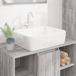 Berkfield Home Wash Basin White 48x37x13 cm Ceramic Rectangle - Size: 48 x 37 x 13 cm - thumbnail 2