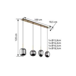 Netlighting Blacky I Bar Pendant Ceiling Light BrassColoured Glass Shade 4x E14 in Gold - thumbnail 5