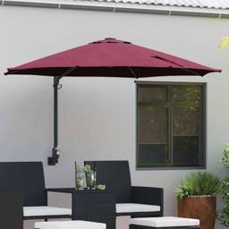 Berkfield Home Stylish Wall-mounted Garden Parasol with LEDs Bordeaux Red 248 cm in Burgundy - thumbnail 2