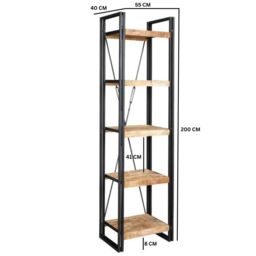 IH Design Franciscan Up cycled Industrial Mintis Narrow Open Bookcase in Brown - thumbnail 6