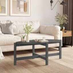 Berkfield Home Coffee Table Grey 118x63x45 cm Solid Wood Pine - Size: 118 x 63 x 45 cm - thumbnail 2